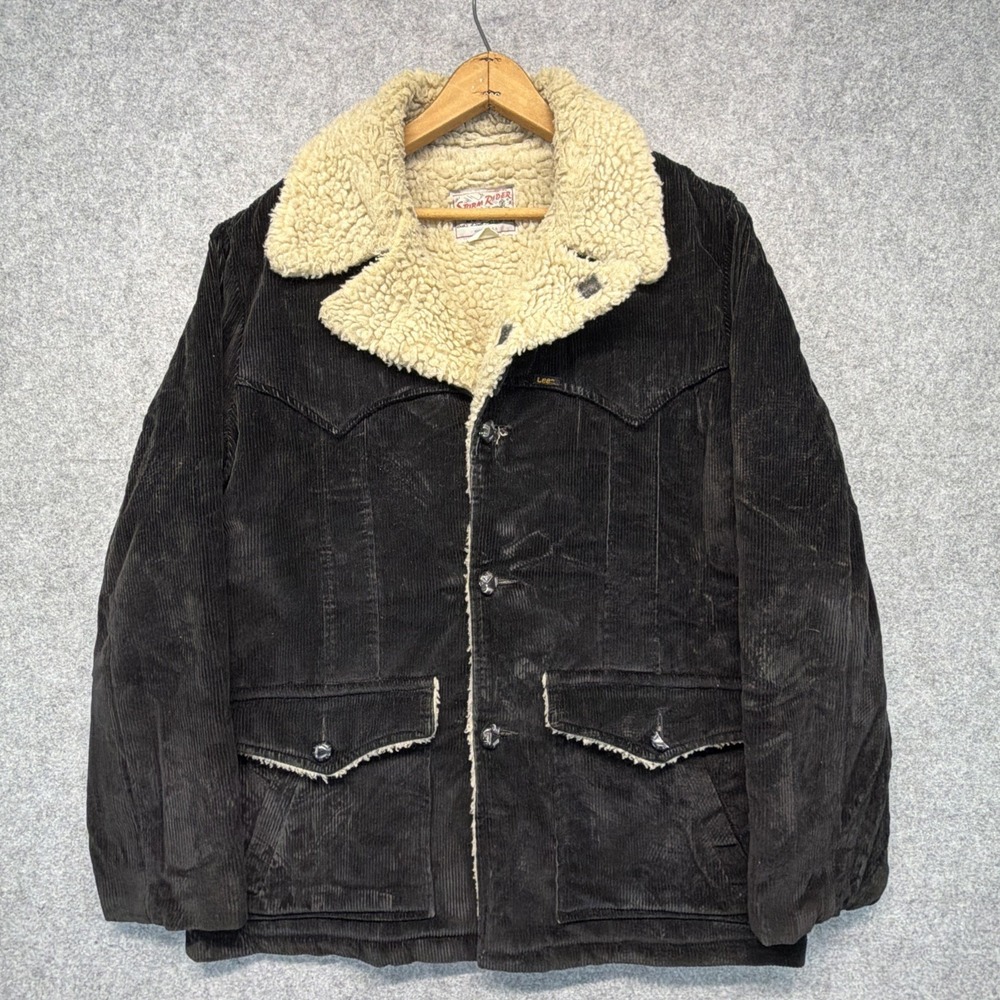 Vintage Lee Storm Rider Sherpa Lined Corduroy Jacket Barn Coat Size 40 70s